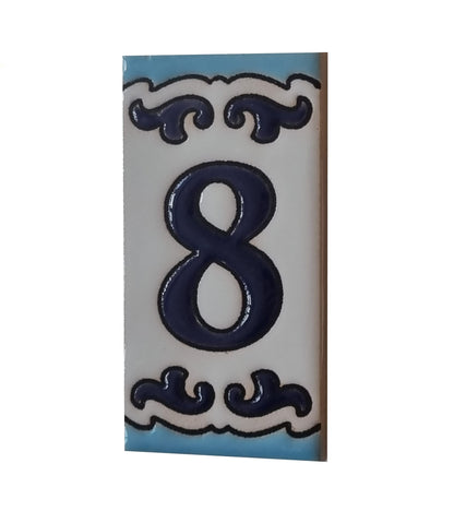 Spanish Hand-Painted Ceramic House Number Tiles | MD-02 | 7.5x3.7cm