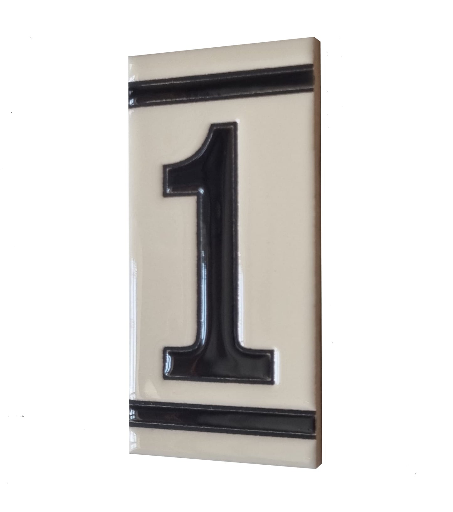 French White Classic Hand-Painted House Number Tiles 4.3' x 2.2' 11 x 5.5cm & Optional Metal Frames