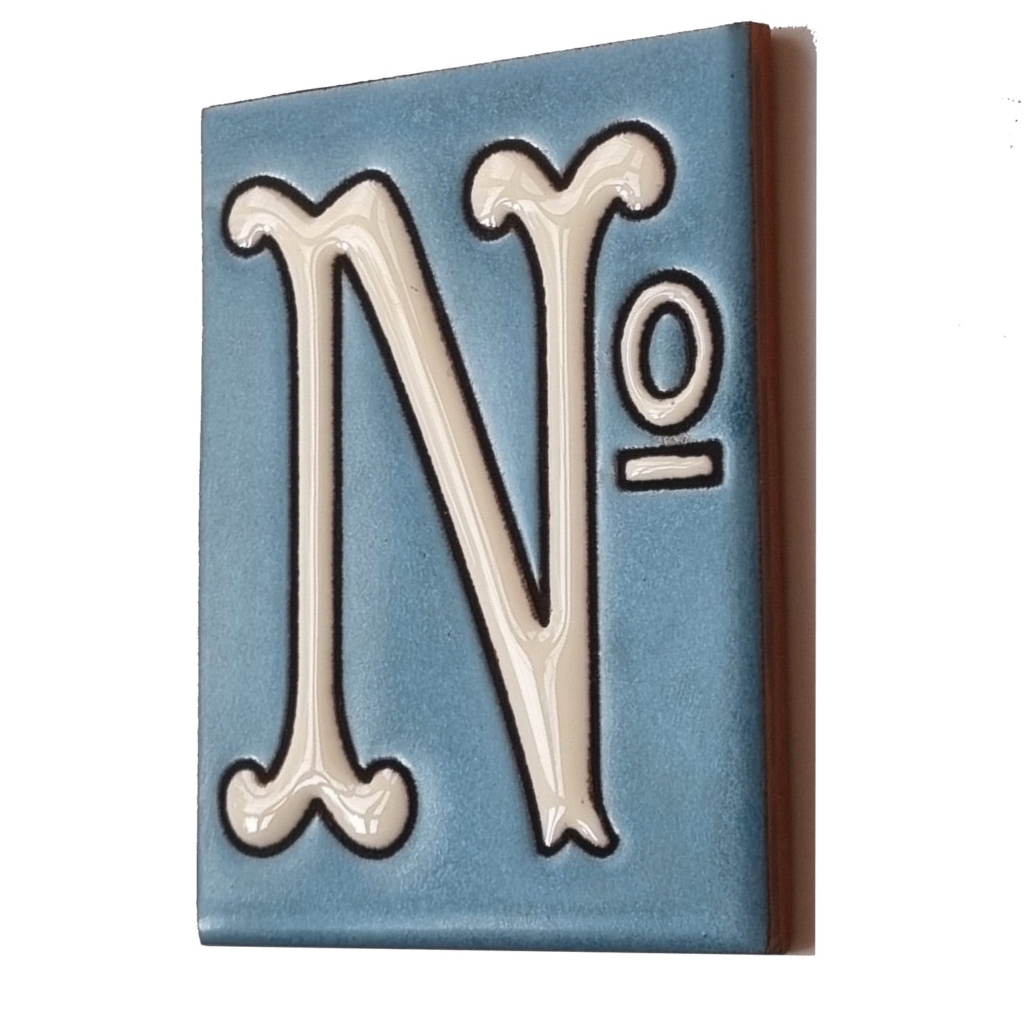 Hand-painted Matte Blue & White Ceramic House Number Tiles 10 x 7.5 cm