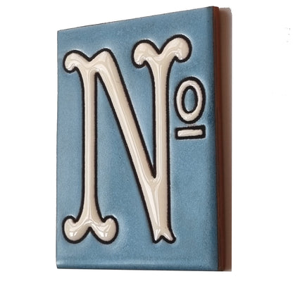 Hand-painted Matte Blue & White Ceramic House Number Tiles 10 x 7.5 cm
