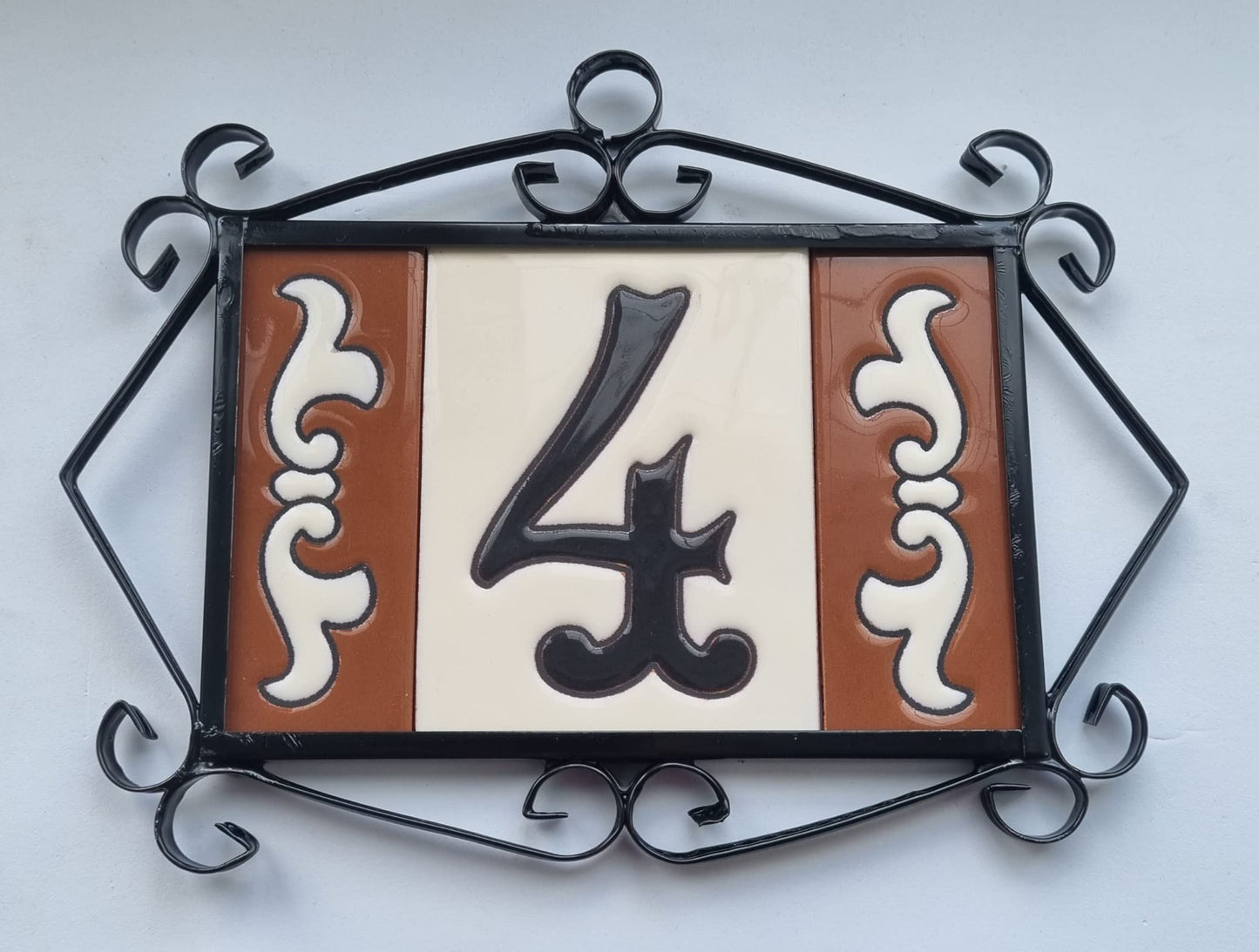 Hand-painted Costa Black & White Ceramic House Number Tiles 10 x 7.5cm
