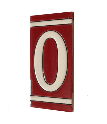 Hand-Painted French Designed Red Number Tiles 4.3' x 2.2' 11 x 5.5cm & Optional Metal Frames