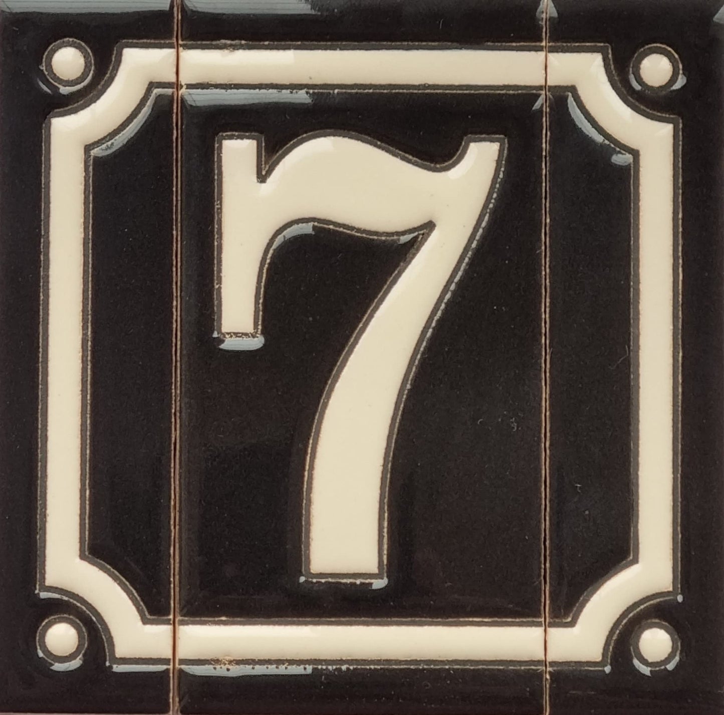 Hand-Painted French Black House Number Tiles 4.3' x 2.2' 11 x 5.5cm & Optional Metal Frames