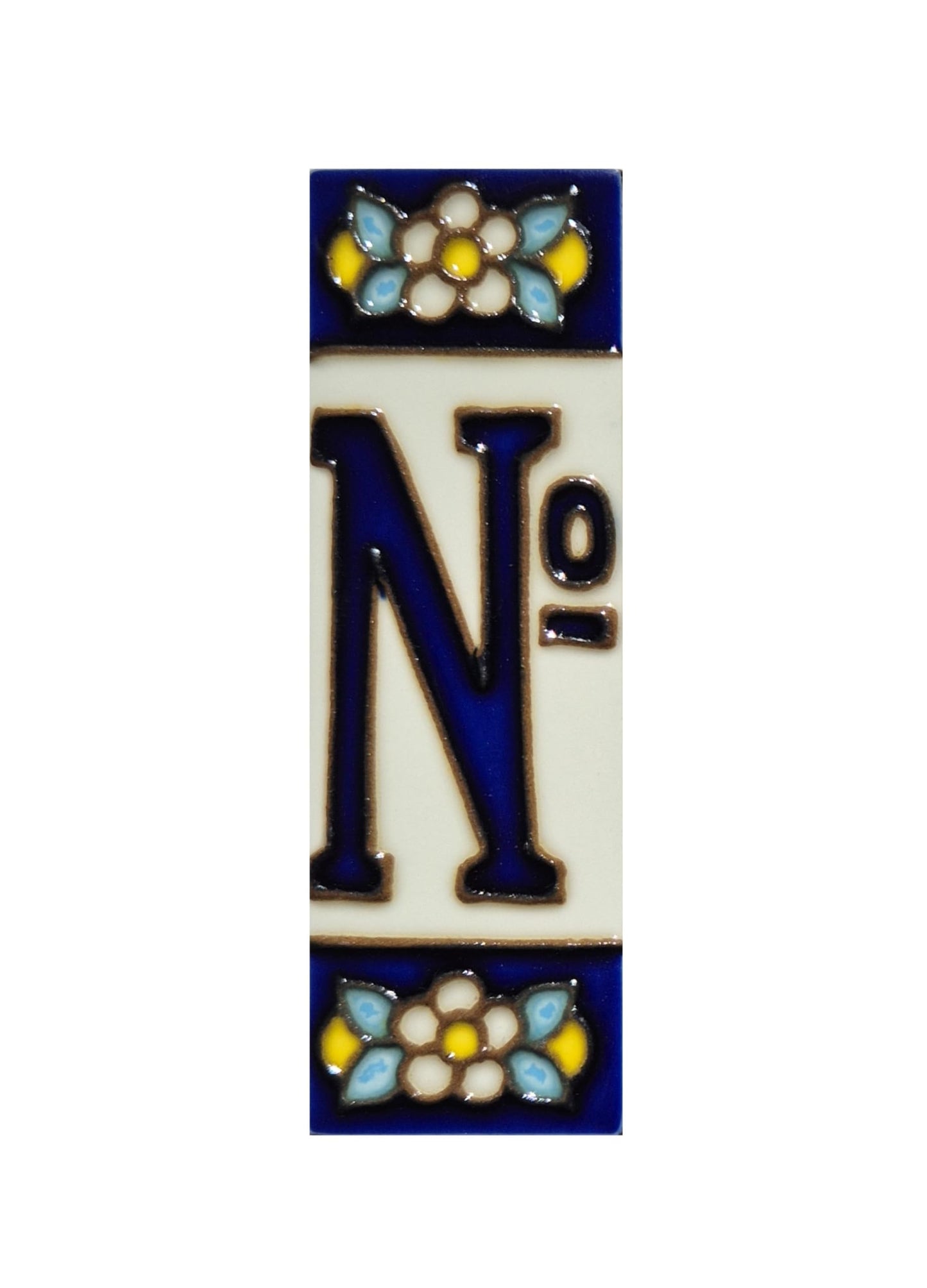 Blue Floral Ceramic House Number Tiles 10 x 3.3 cm