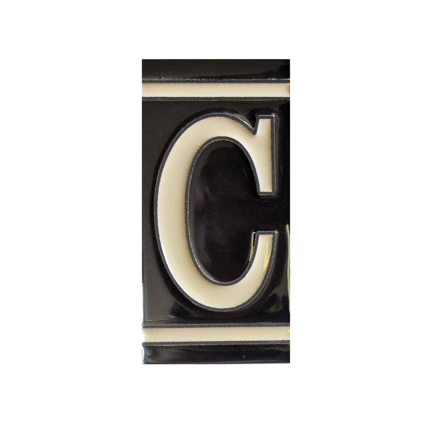 Hand-Painted French Black House Number Tiles 4.3' x 2.2' 11 x 5.5cm & Optional Metal Frames