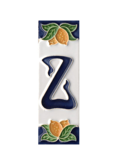 Italian Ceramic Lemon House Numbers & Letters Tiles 10 x 3.3 cm
