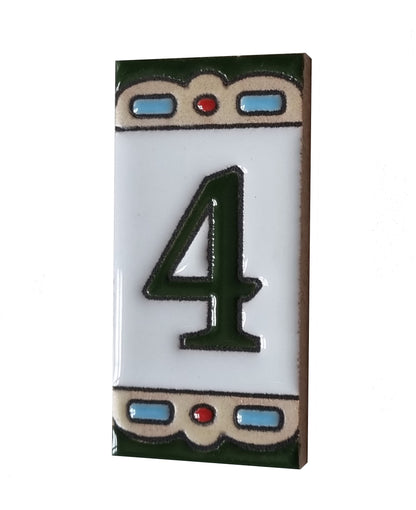 Hand-painted Mini-Green Ceramic House Number Tiles 7.5 x 3.7 cm
