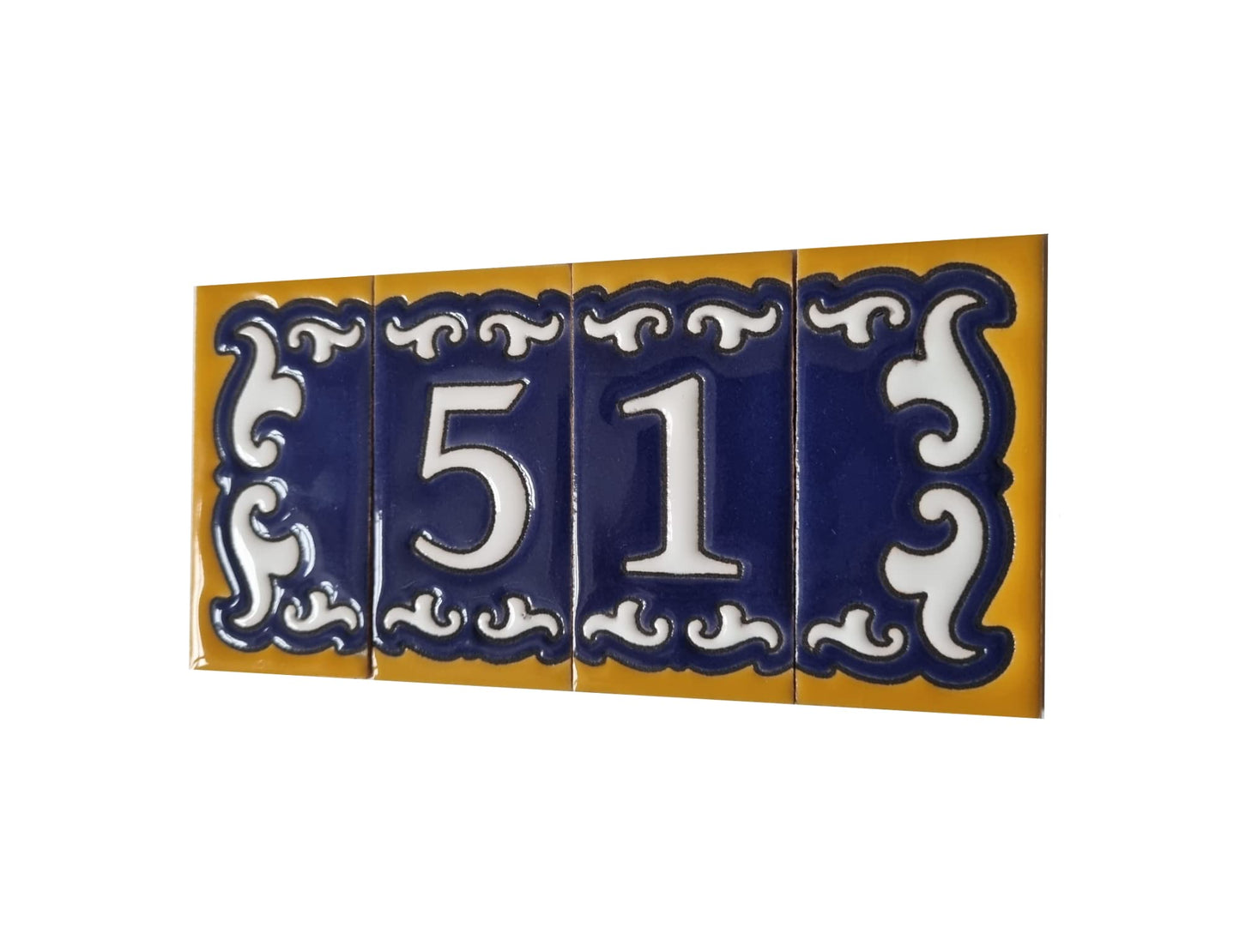 Hand-painted Mini Daniela Deep Blue Ceramic Numbers Tiles 7.5 x 3.7cm | M-01