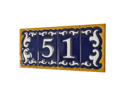 Hand-painted Mini Daniela Deep Blue Ceramic Numbers Tiles 7.5 x 3.7cm | M-01