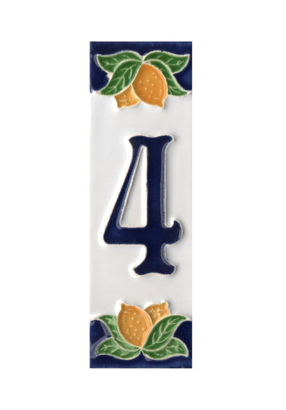 Italian Ceramic Lemon House Numbers & Letters Tiles 10 x 3.3 cm