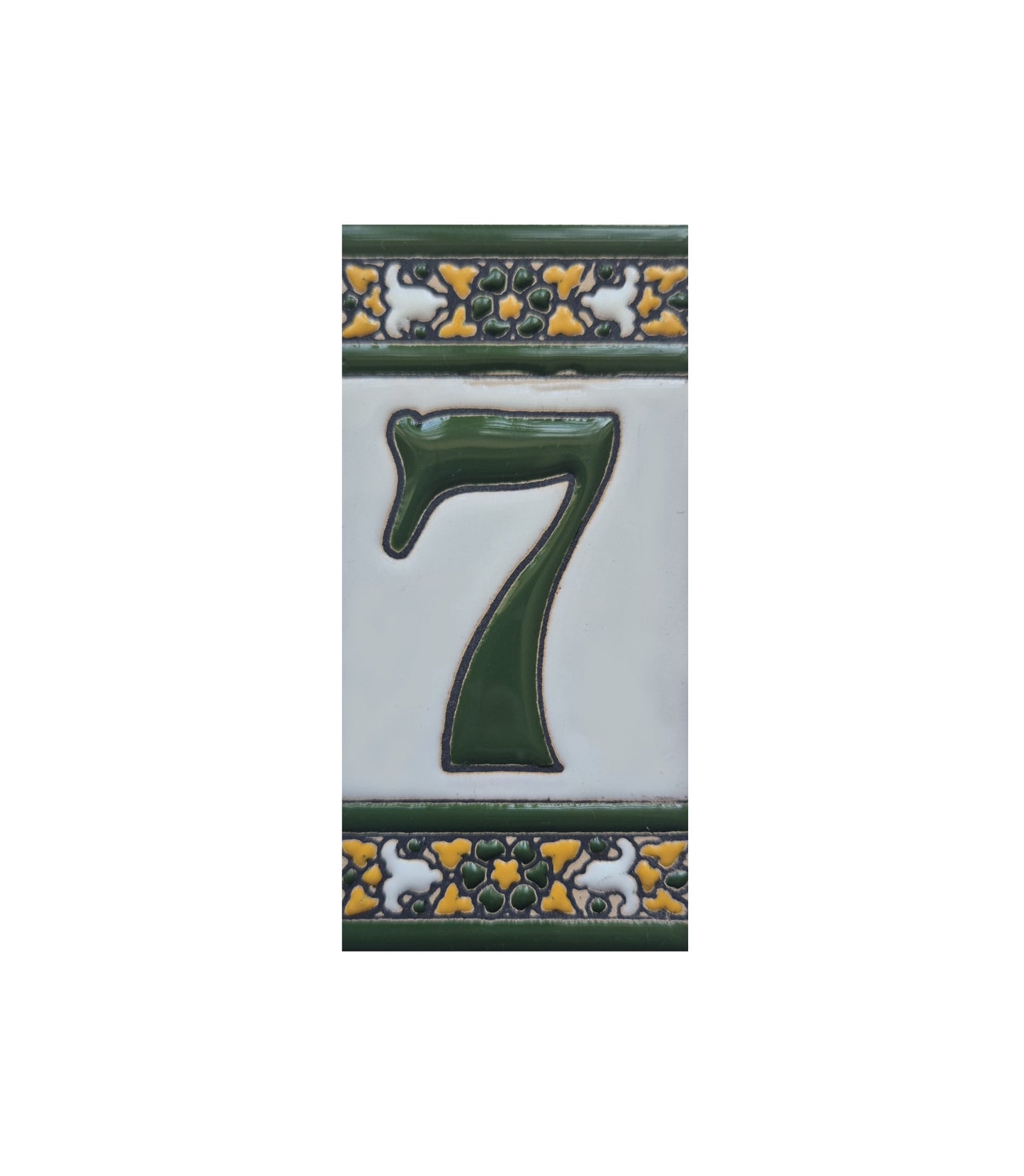 Floral Seville Hand-painted Ceramic Number Tiles 11 x 5.5 cm & Metal Frames