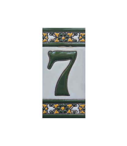 Floral Seville Hand-painted Ceramic Number Tiles 11 x 5.5 cm & Metal Frames