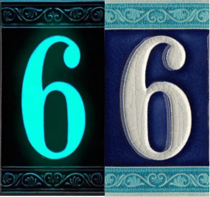 Hand-painted Italian Ceramic House Numbers Tiles | Roman Design | Tile Size: 11cm x 7cm