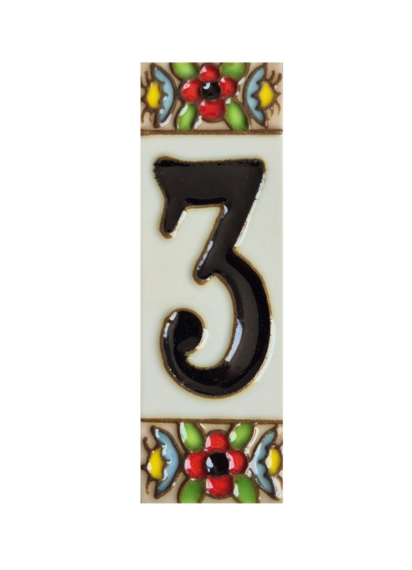 Spanish cherry number tiles with the option of wooden frames 10 x 3.3 cm