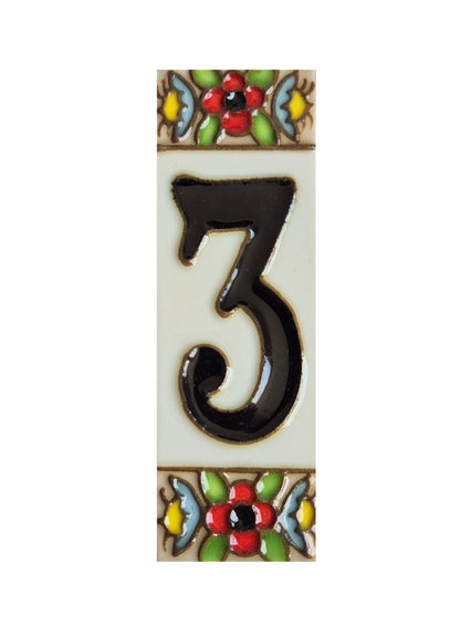 Spanish cherry number tiles with the option of wooden frames 10 x 3.3 cm