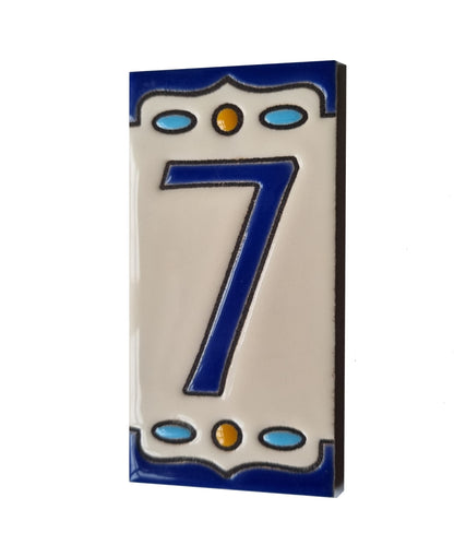 Nazari M-5 Spanish Hand-painted Ceramic House Number Tiles 11 x 5.5 cm