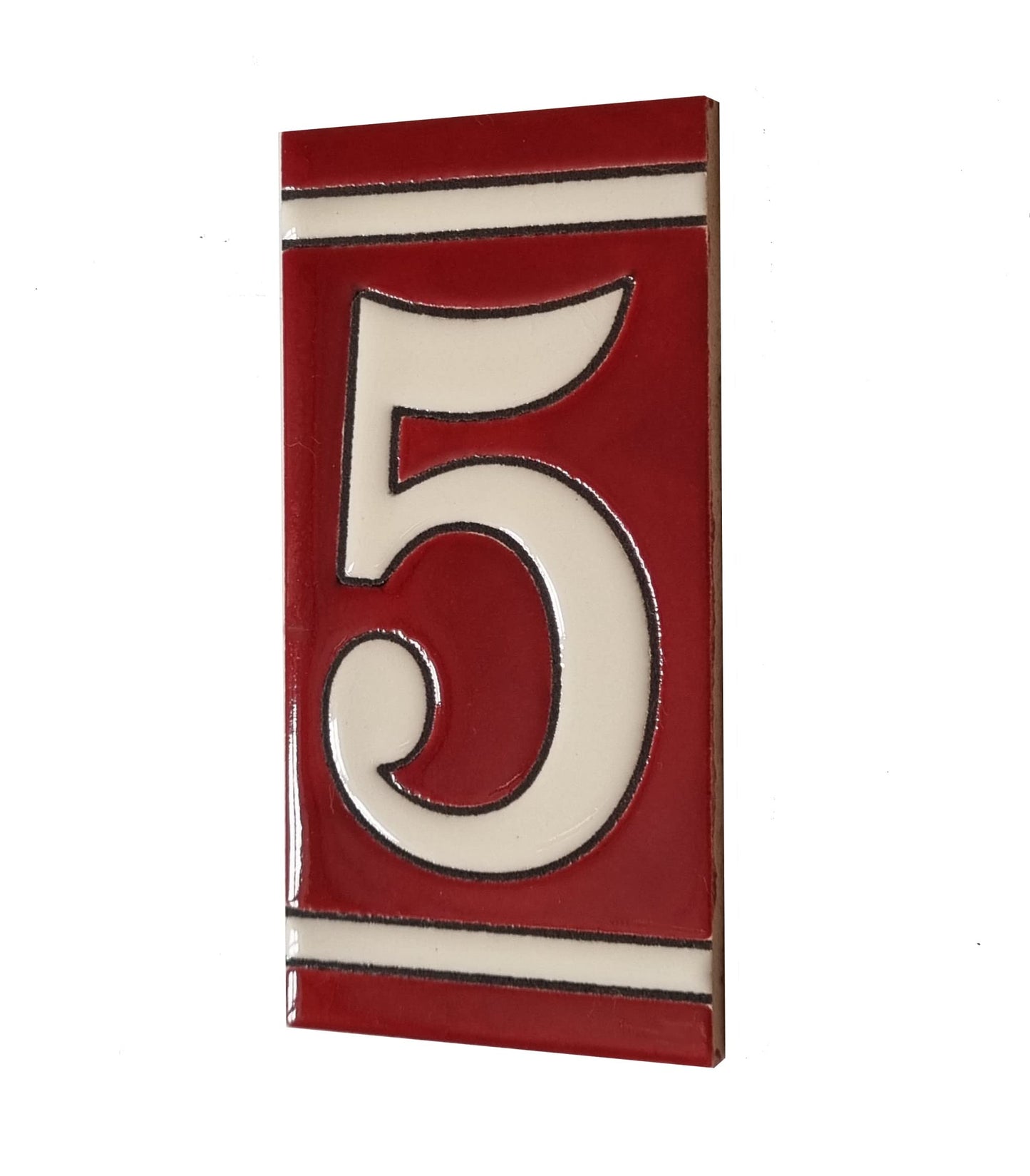 Hand-Painted French Designed Red Number Tiles 4.3' x 2.2' 11 x 5.5cm & Optional Metal Frames