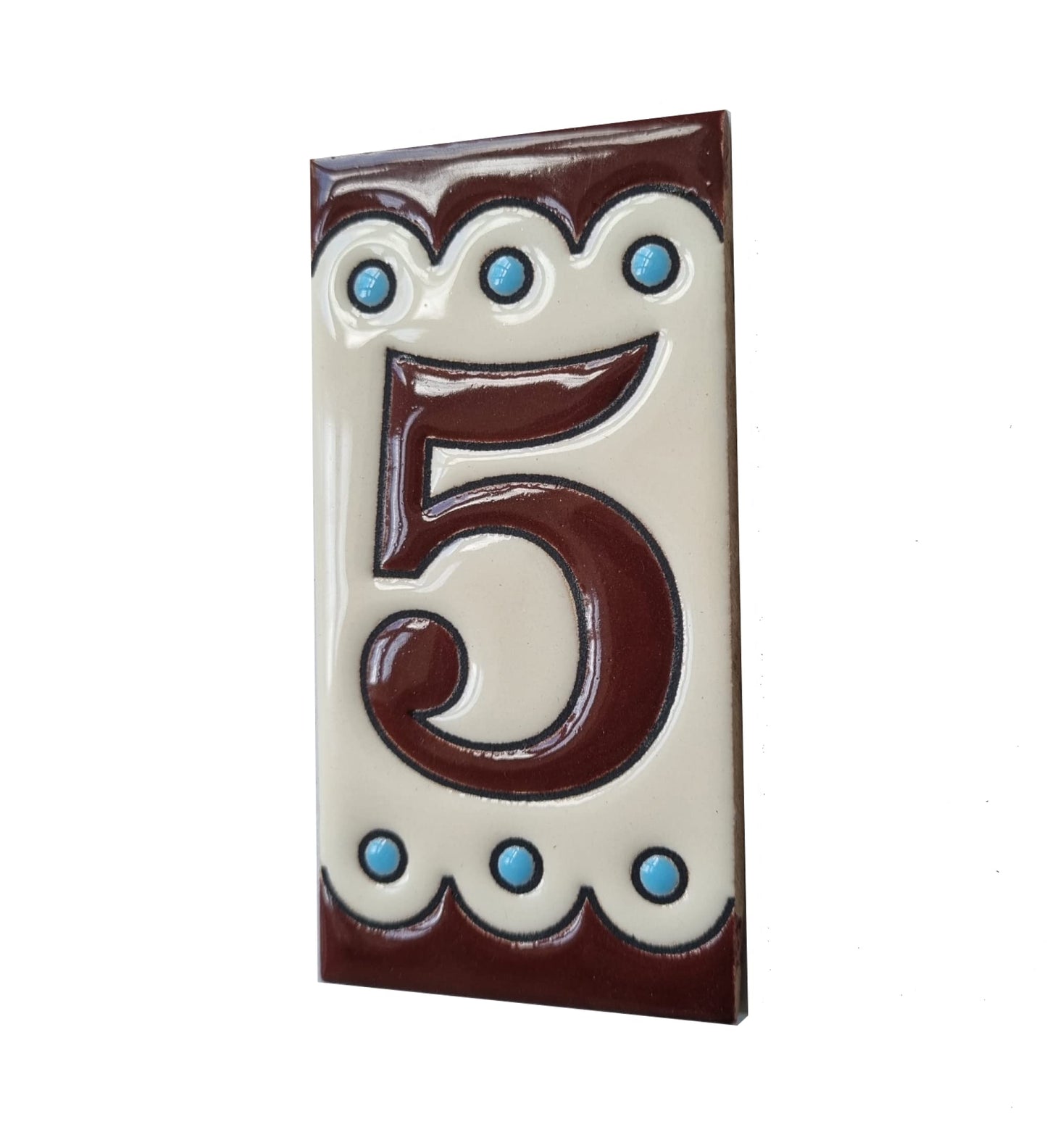 Soto M-8 Spanish Hand-painted Ceramic house number tiles 11 x 5.5 cm or 2.16 x 4.33"