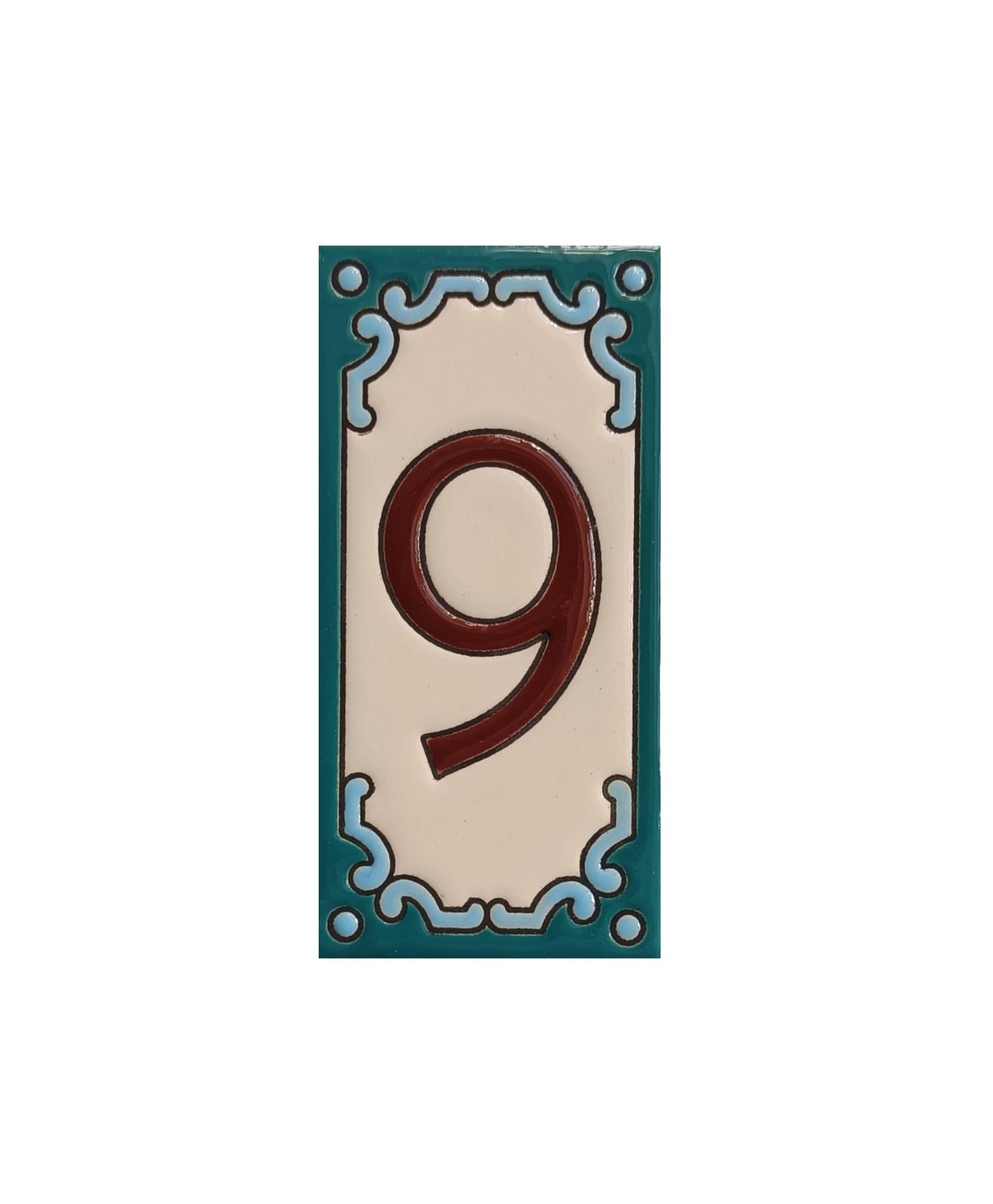 Hand-Painted Ceramic House Number Tiles 11 x 5.5 cm | Jacho M-13