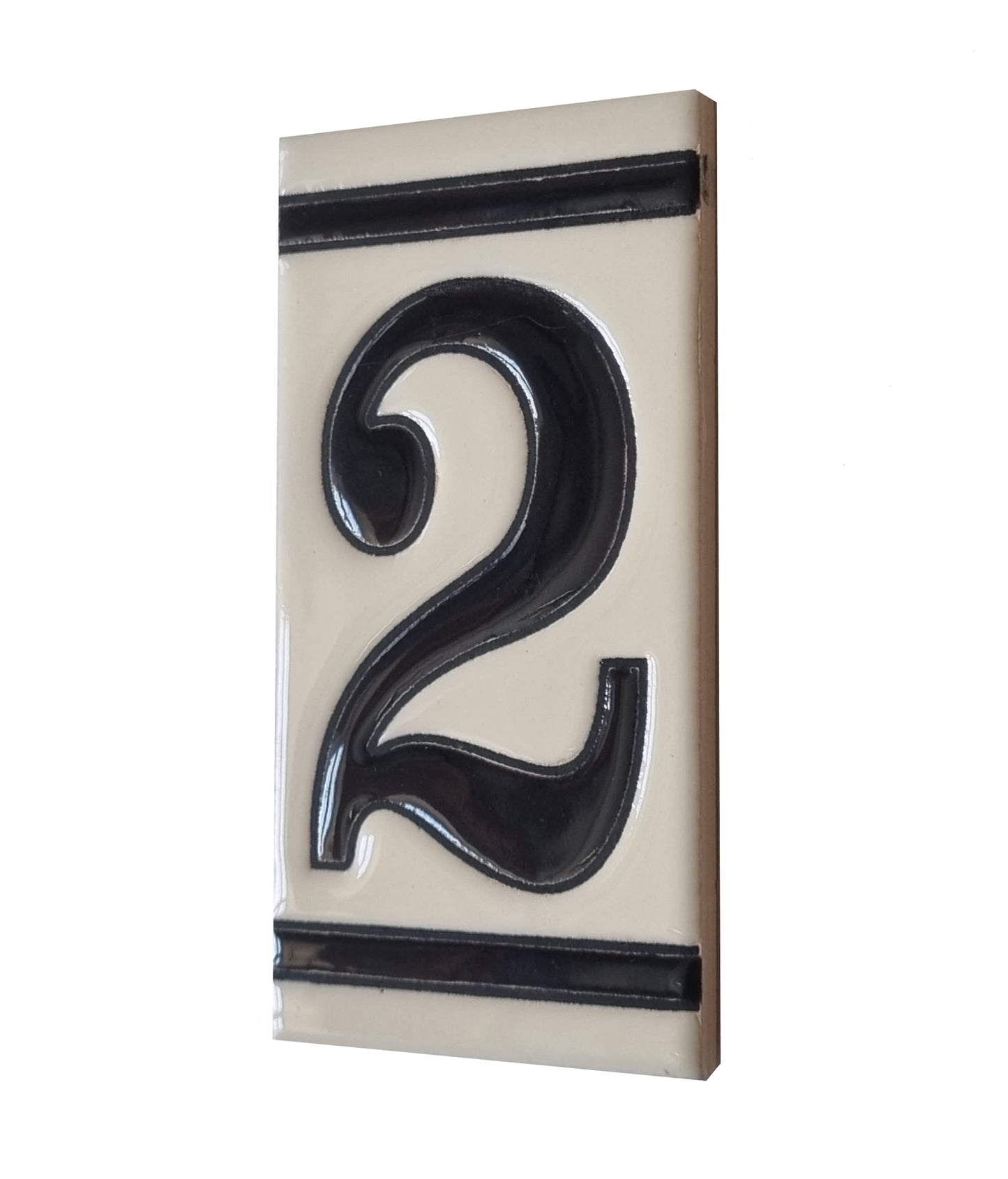 French White Classic Hand-Painted House Number Tiles 4.3' x 2.2' 11 x 5.5cm & Optional Metal Frames
