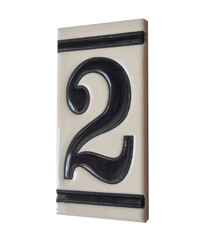 French White Classic Hand-Painted House Number Tiles 4.3' x 2.2' 11 x 5.5cm & Optional Metal Frames
