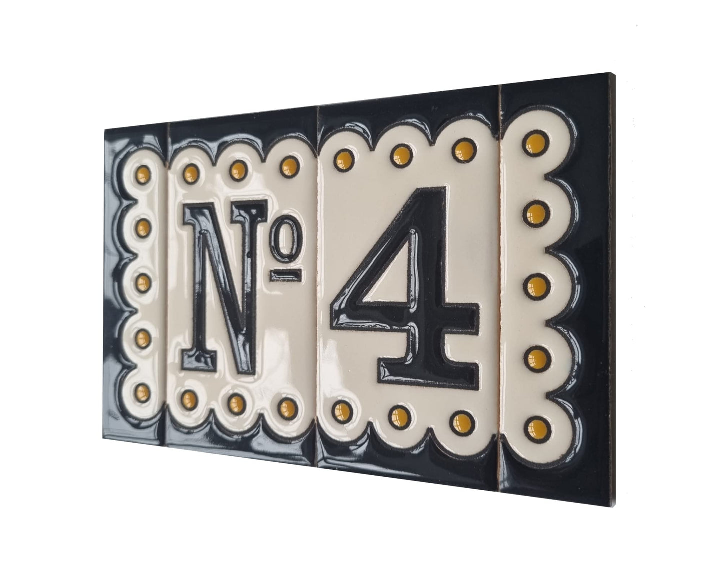 Soto M-3 Spanish Hand-painted Ceramic 11 x 5.5 cm or 2.16 x 4.33" Number Tiles