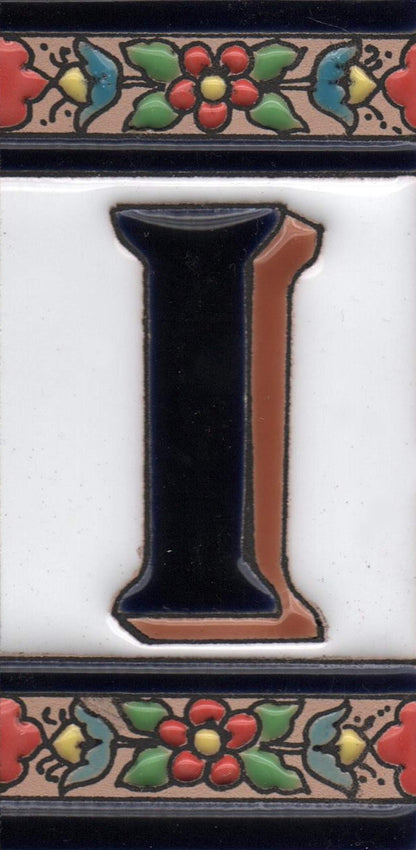 Hand-painted Ceramic Numbers & Letters Tiles Red Blue & Green Floral 11 x 5.5cm 2 to 7 Tile Frames