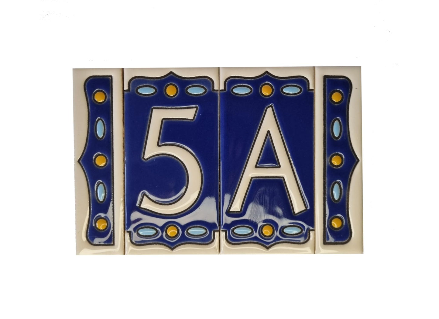Hand-painted Nazari M-1 Ceramic House Number Tiies 11 x 5.5cm