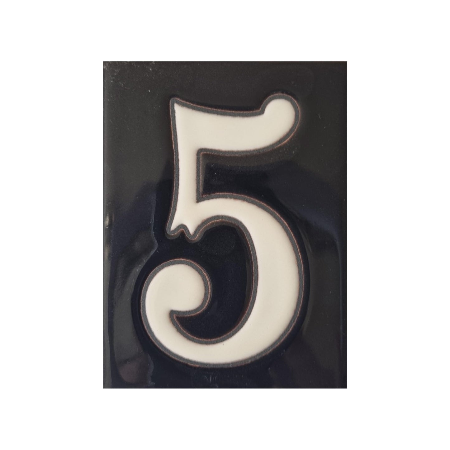 Hand-painted Costa Black Ceramic House Number Tiles 10 x 7.5cm