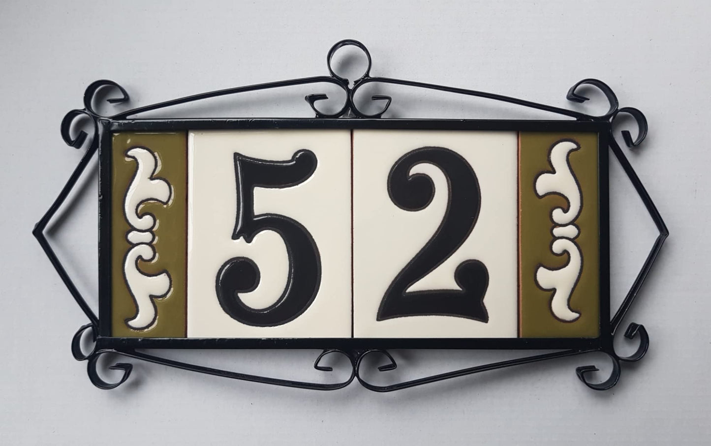 Hand-painted Costa Black & White Ceramic House Number Tiles 10 x 7.5cm