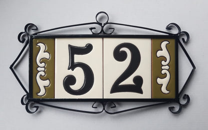 Hand-painted Costa Black & White Ceramic House Number Tiles 10 x 7.5cm
