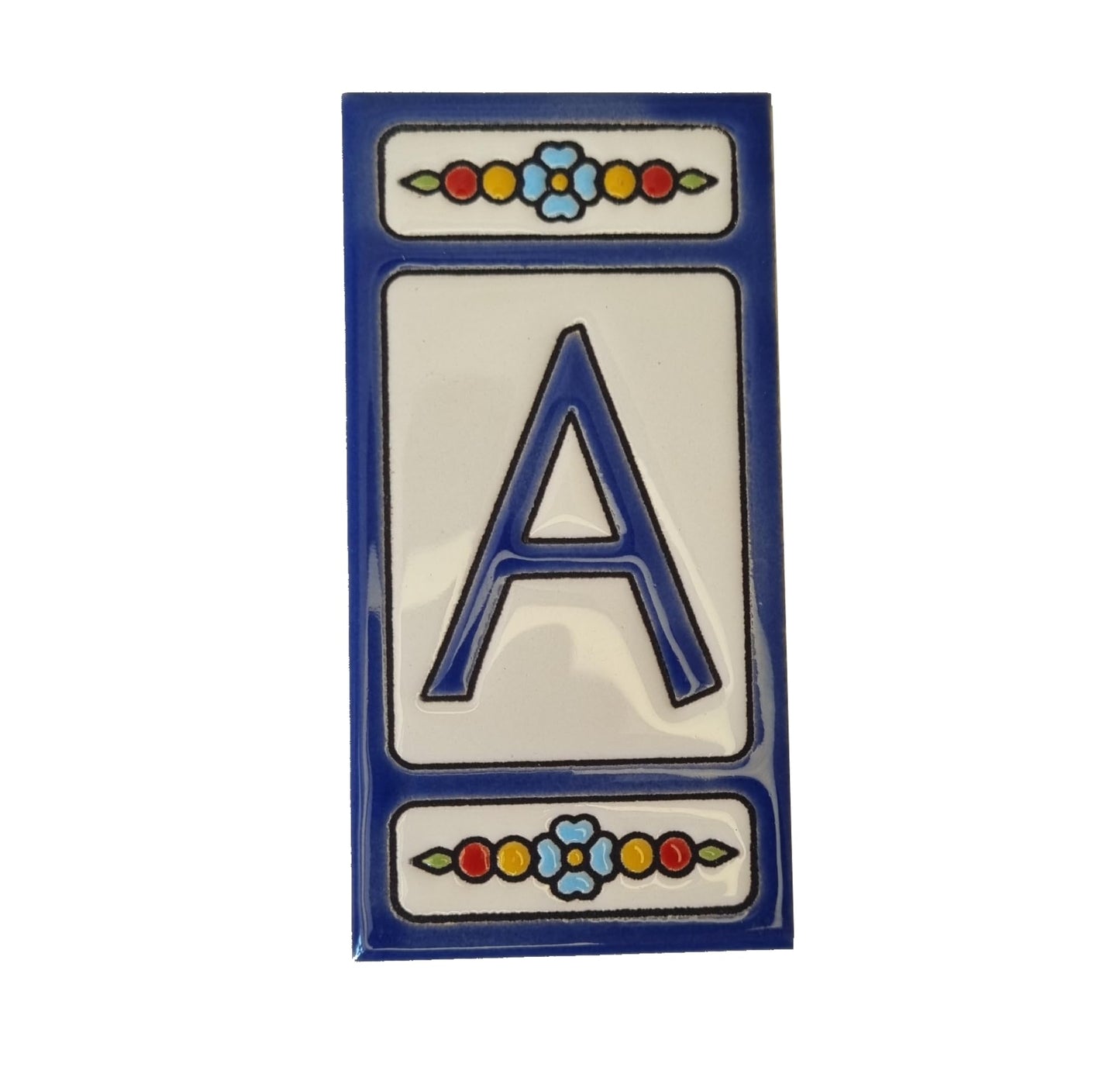 Atalaya m-7 Blue Hand-Painted Ceramic House Number Tiles 11 x 5.5cm