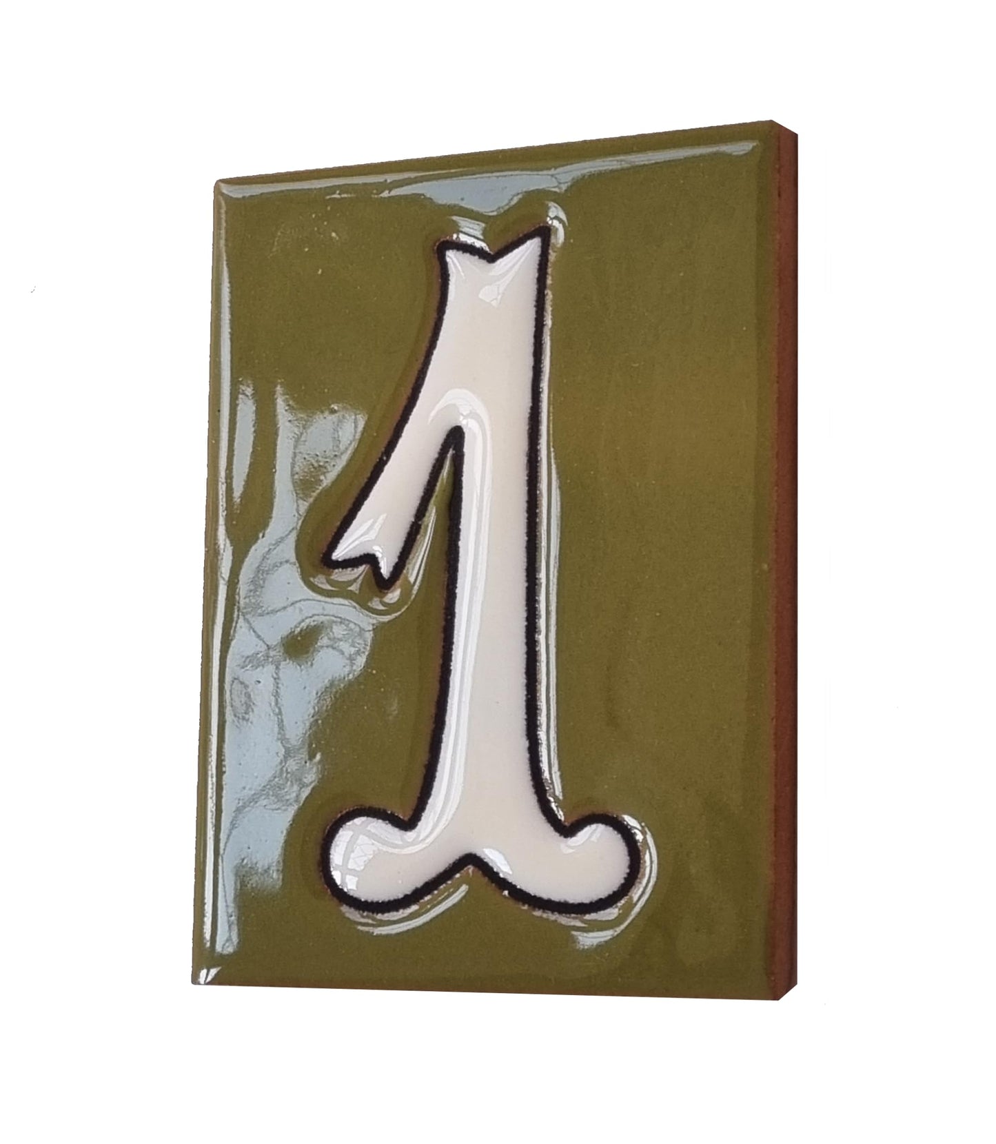 Hand-painted Costa Green Ceramic House Number Tiles 10 x 7.5cm