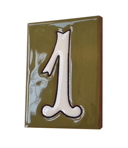 Hand-painted Costa Green Ceramic House Number Tiles 10 x 7.5cm