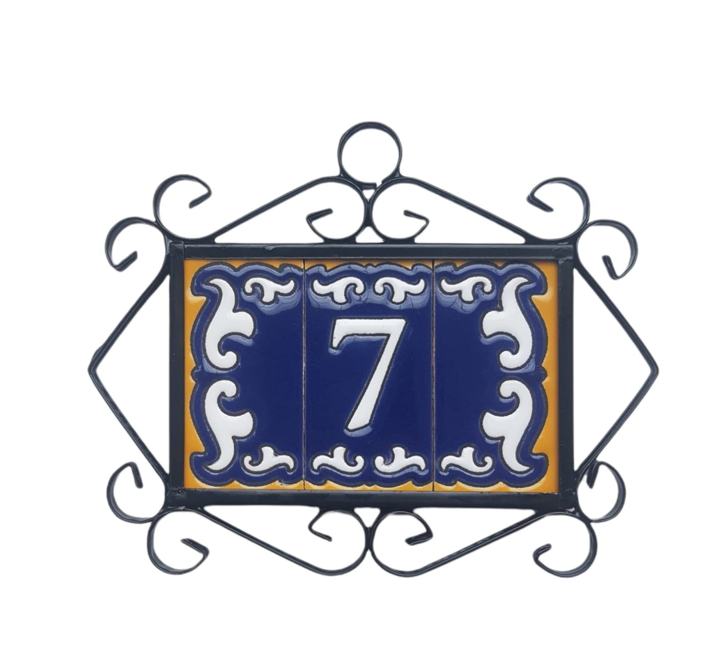 Hand-painted Mini Daniela Deep Blue Ceramic Numbers Tiles 7.5 x 3.7cm | M-01
