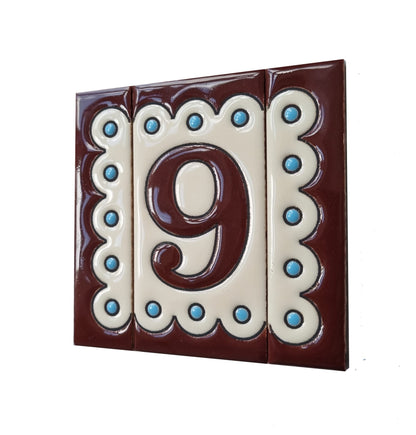 Soto M-8 Spanish Hand-painted Ceramic house number tiles 11 x 5.5 cm or 2.16 x 4.33"