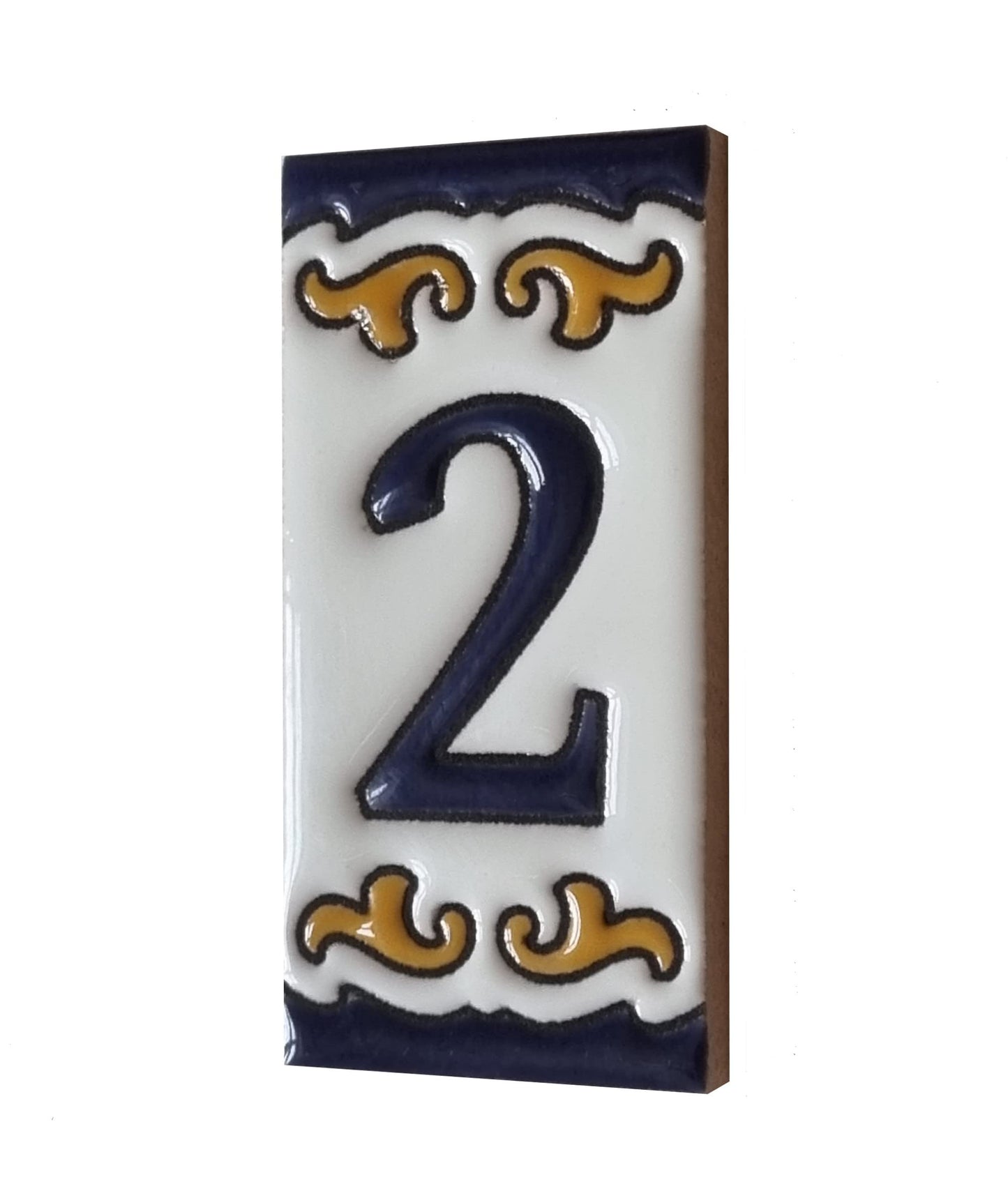 Hand-painted Ceramic Mini House Number Tiles | 2.95 x 1.46 x 0.2 inches 7.5 x 3.7cm | MD-05