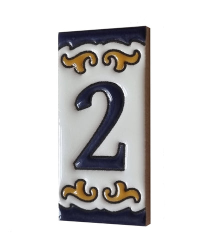 Hand-painted Ceramic Mini House Number Tiles | 2.95 x 1.46 x 0.2 inches 7.5 x 3.7cm | MD-05