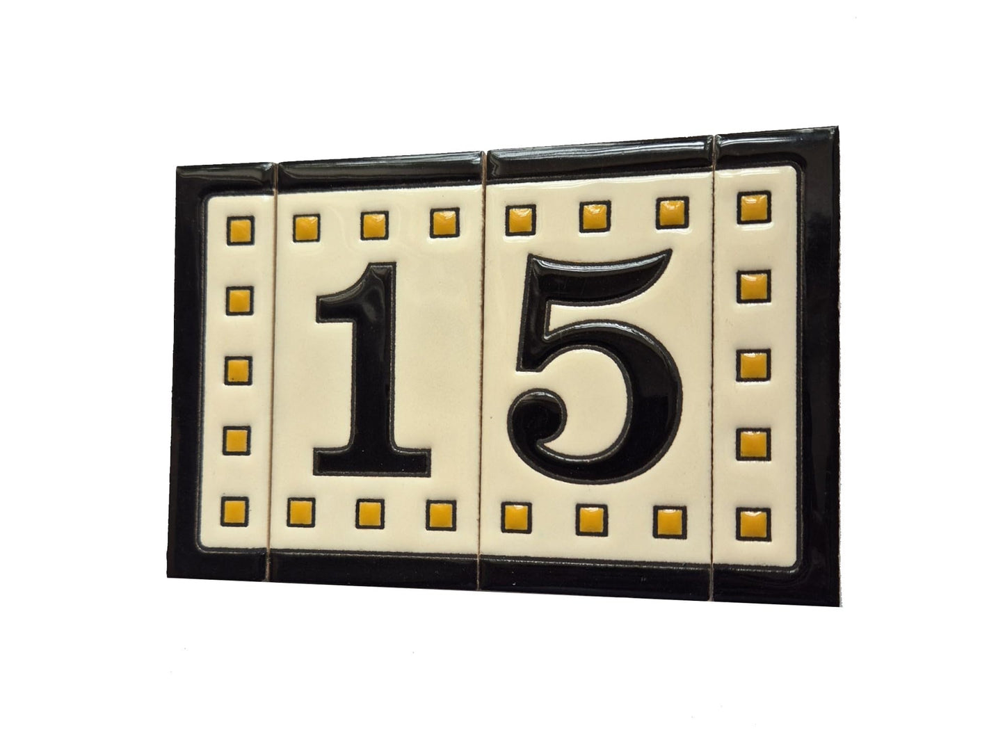 Spanish Solo Hand-painted Ceramic House Number Tiles 11 x 5.5 cm