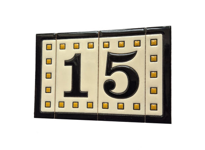Spanish Solo Hand-painted Ceramic House Number Tiles 11 x 5.5 cm