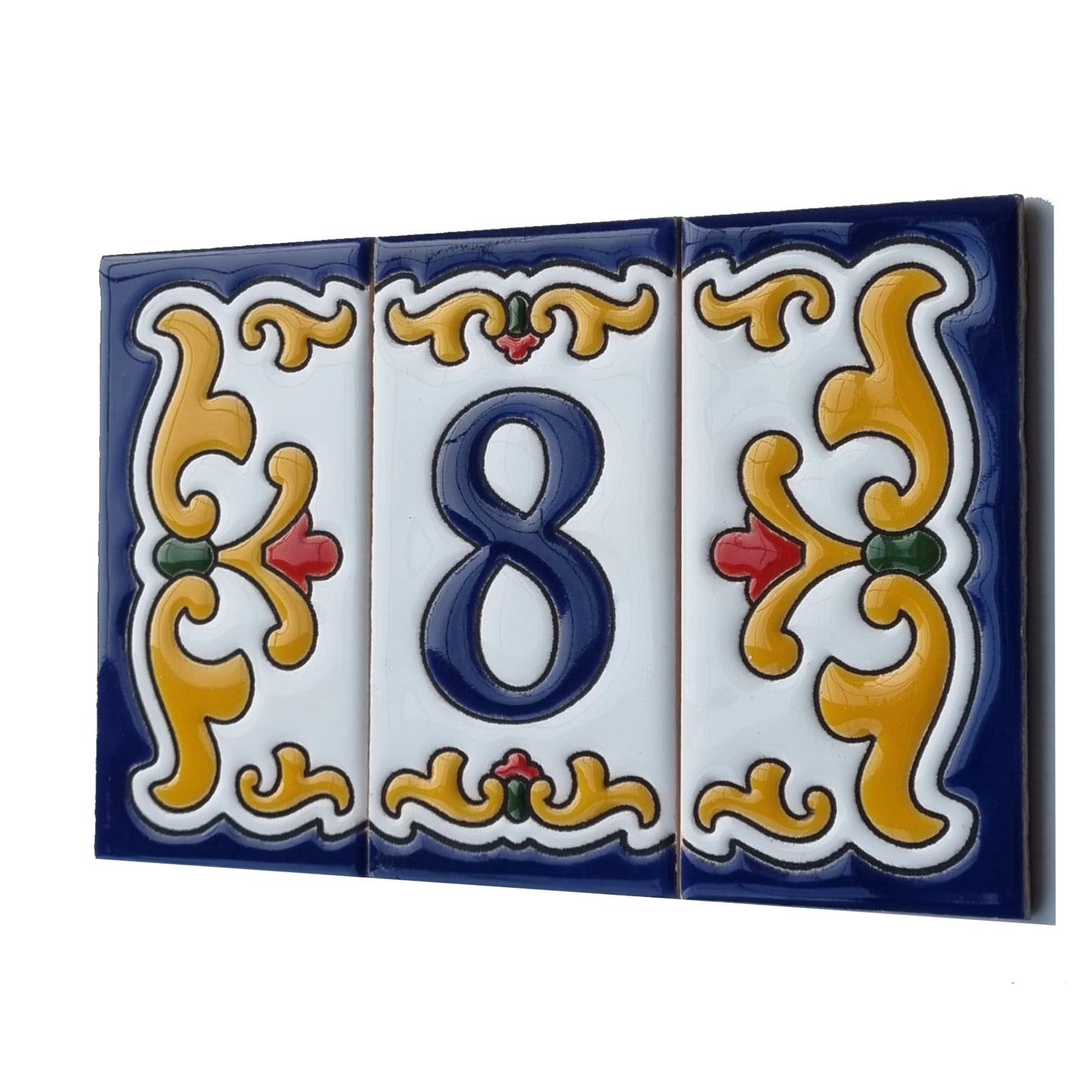 Spanish Malaga Ceramic House Number Tiles 11 x 5.5cm