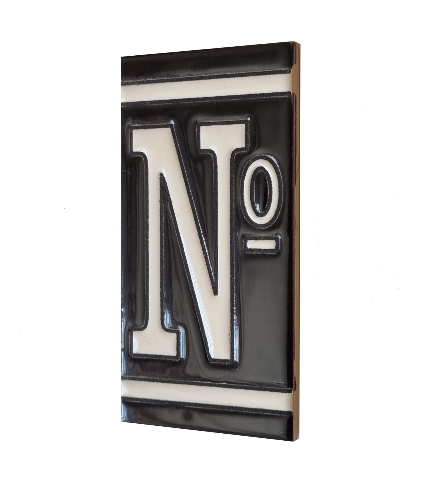 Hand-Painted French Black House Number Tiles 4.3' x 2.2' 11 x 5.5cm & Optional Metal Frames