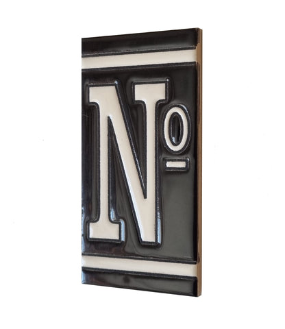 Hand-Painted French Black House Number Tiles 4.3' x 2.2' 11 x 5.5cm & Optional Metal Frames