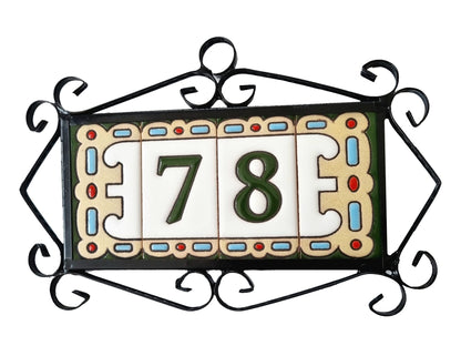 Hand-painted Mini-Green Ceramic House Number Tiles 7.5 x 3.7 cm