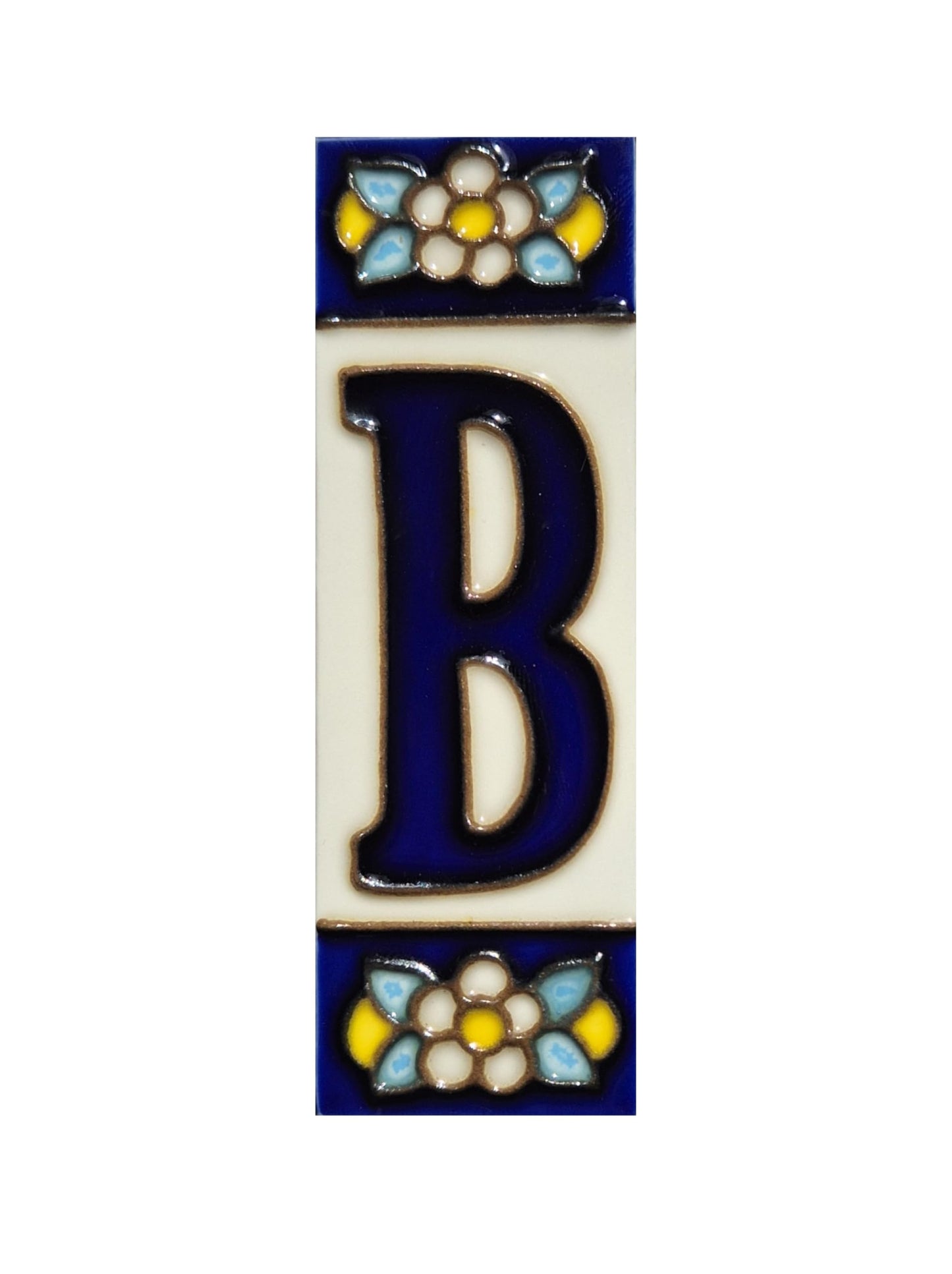 Blue Floral Ceramic House Number Tiles 10 x 3.3 cm