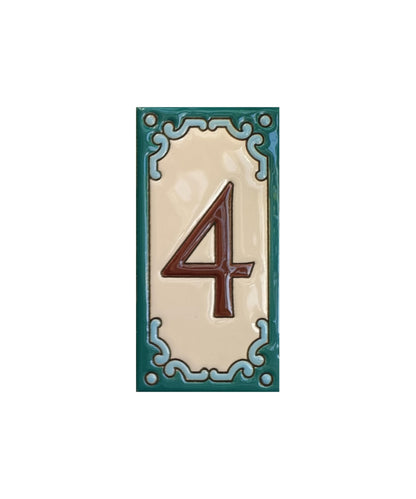 Hand-Painted Ceramic House Number Tiles 11 x 5.5 cm | Jacho M-13