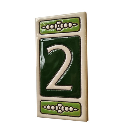 Atalaya Green Hand-Painted Ceramic House Number Tiles 11 x 5.5cm