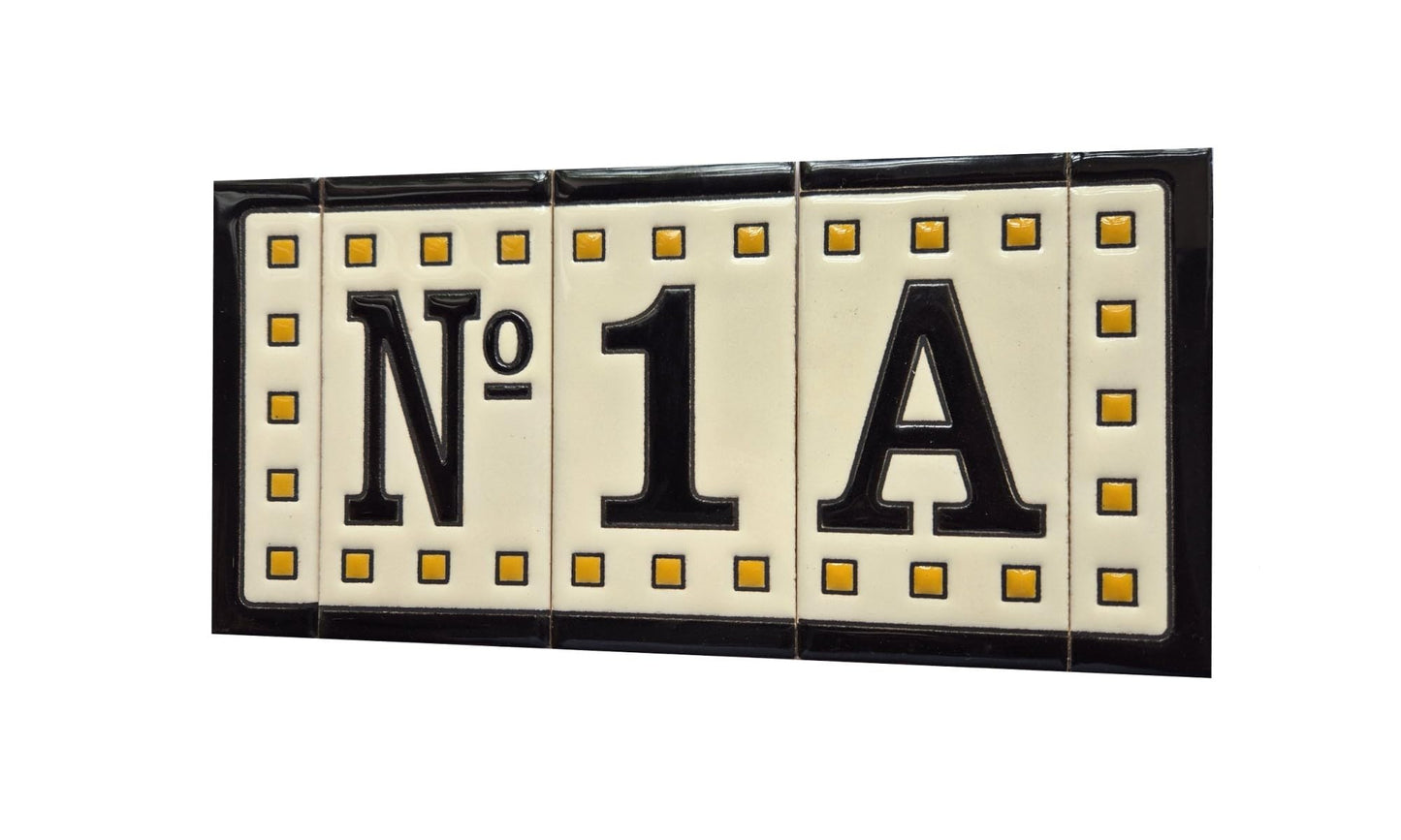 Spanish Solo Hand-painted Ceramic House Number Tiles 11 x 5.5 cm