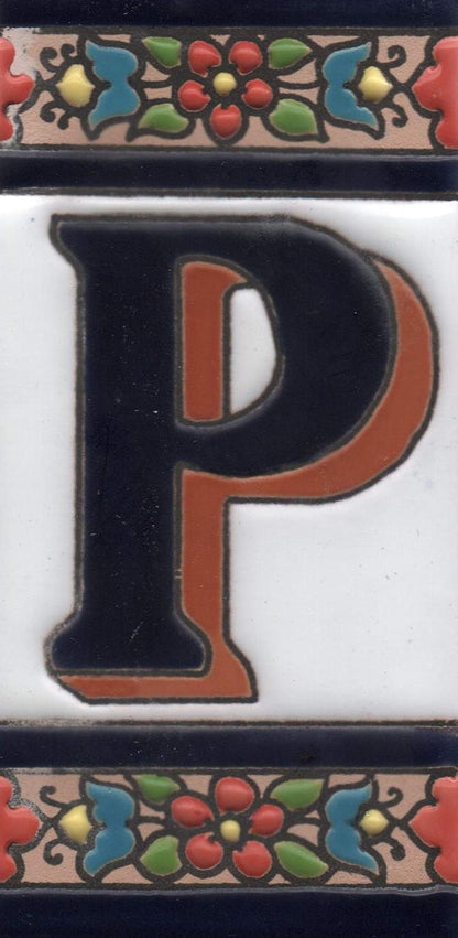 Hand-painted Ceramic Numbers & Letters Tiles Red Blue & Green Floral 11 x 5.5cm 2 to 7 Tile Frames