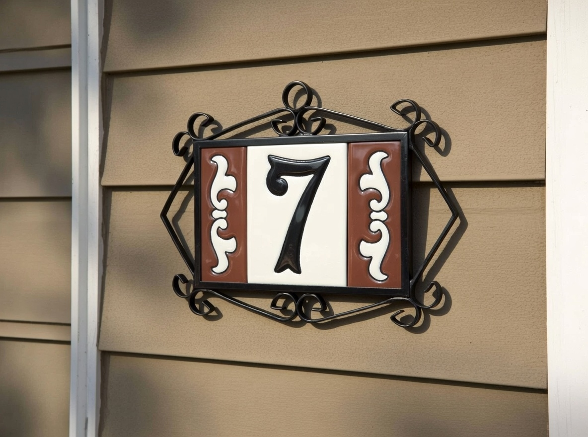 Hand-painted Costa Black & White Ceramic House Number Tiles 10 x 7.5cm